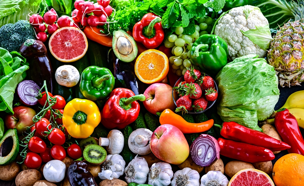 Variety,Of,Raw,Vegetables,And,Fruits.,Vegetarian,Diet.